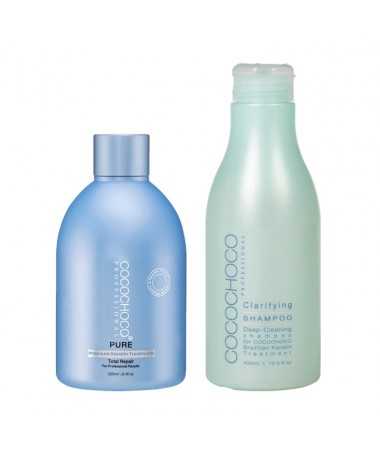 Braziliaanse keratine Pure 250ml + Reinigende shampoo 400ml COCOCHOCO