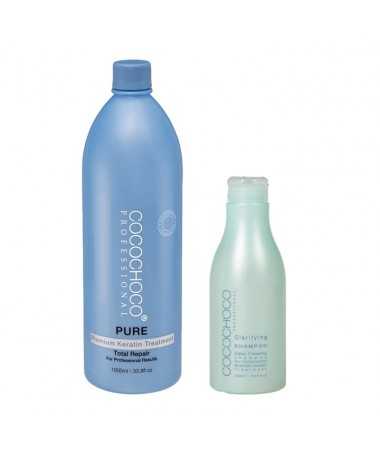 Brazilský keratin Pure 1000ml + Čistící šampon 400ml COCOCHOCO