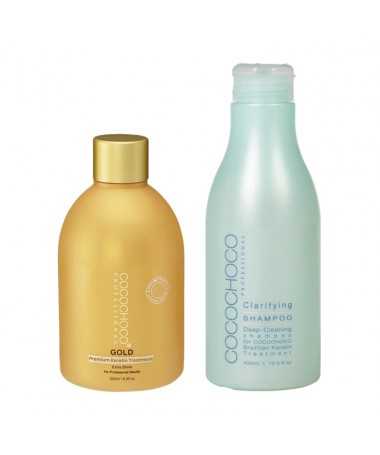 Gold Brazilian Keratin 250ml + Clarifying Shampoo 400ml COCOCHOCO