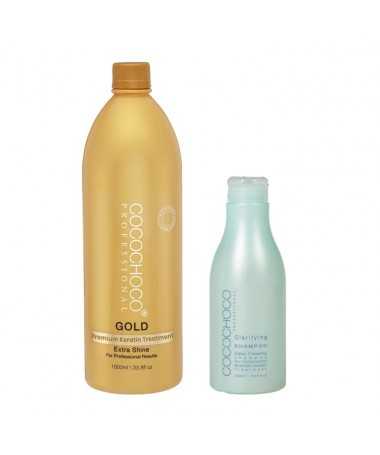 Gold Brazilian Keratin 1000ml + Clarifying Shampoo 400ml COCOCHOCO